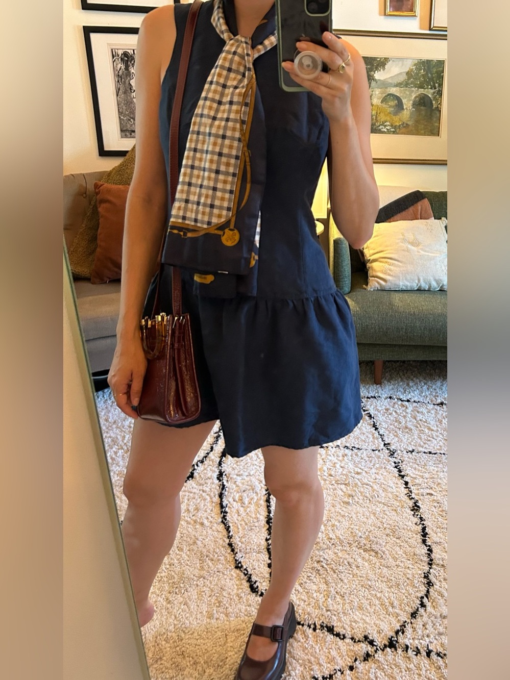 Drop Waist Navy Dress